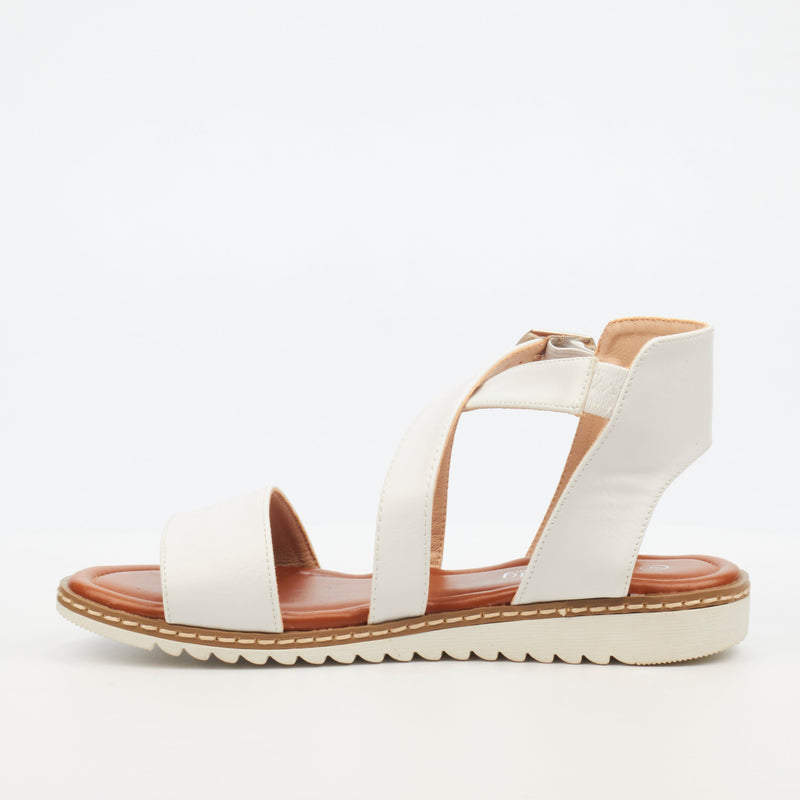 Buttterfly Feet Walnut 4 Sandal - White footwear Butterfly Feet   