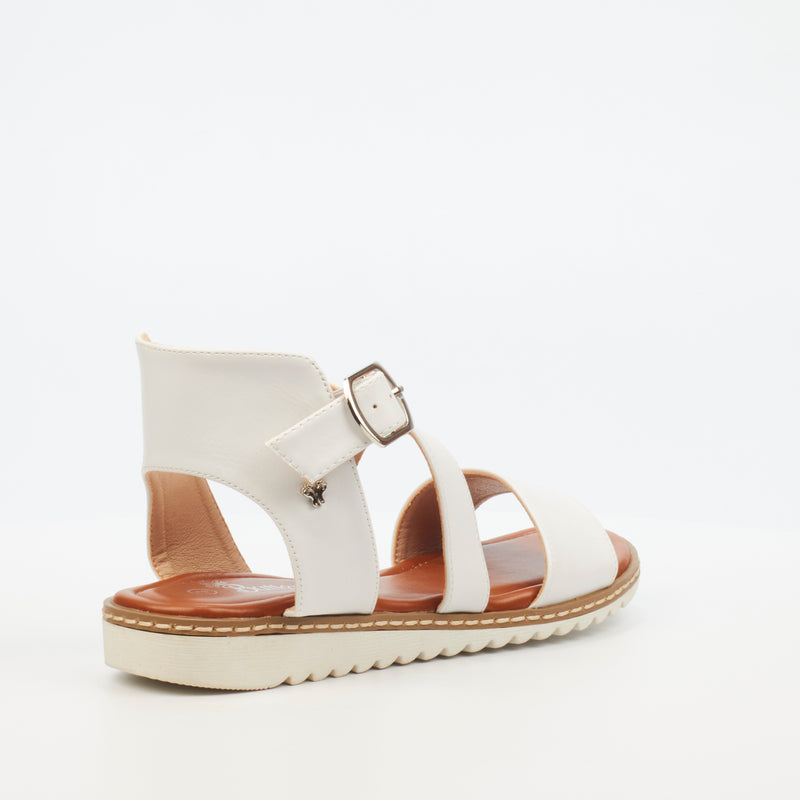 Buttterfly Feet Walnut 4 Sandal - White footwear Butterfly Feet   