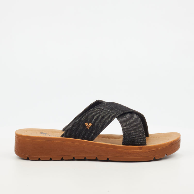 Butterfly Feet Xara 1 Flat Sandal - Black footwear Butterfly Feet   