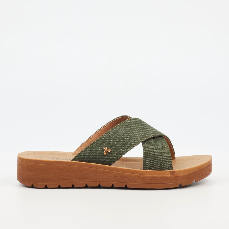 Butterfly Feet Xara 1 Flat Sandal - Olive footwear Butterfly Feet   