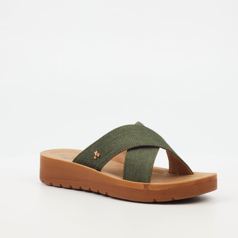 Butterfly Feet Xara 1 Flat Sandal - Olive footwear Butterfly Feet   