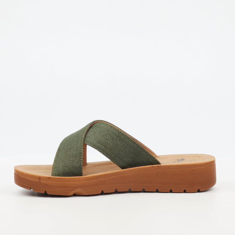 Butterfly Feet Xara 1 Flat Sandal - Olive footwear Butterfly Feet   