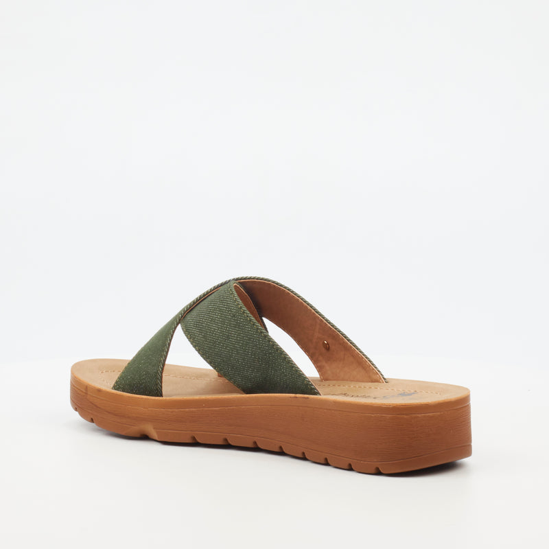 Butterfly Feet Xara 1 Flat Sandal - Olive footwear Butterfly Feet   