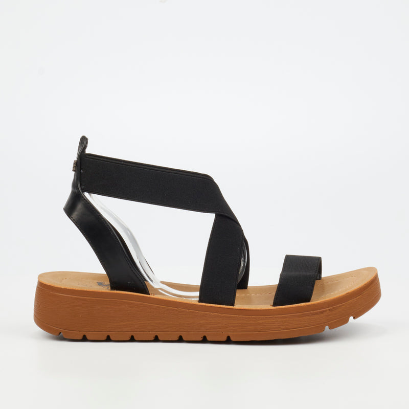 Butterfly feet Xara 3 Flat Sandal - Black footwear Damages   