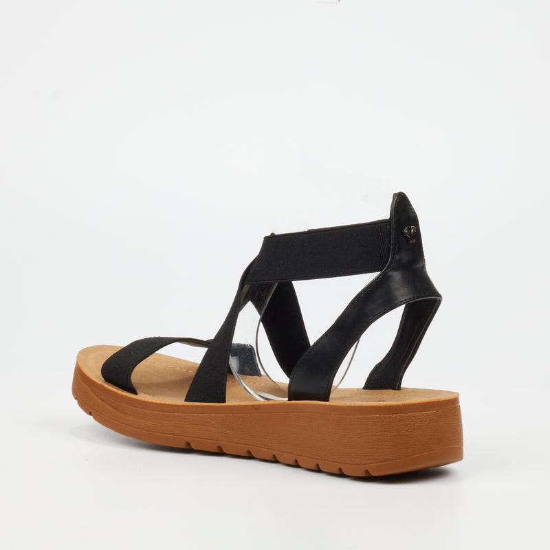 Butterfly feet Xara 3 Flat Sandal - Black footwear Damages   