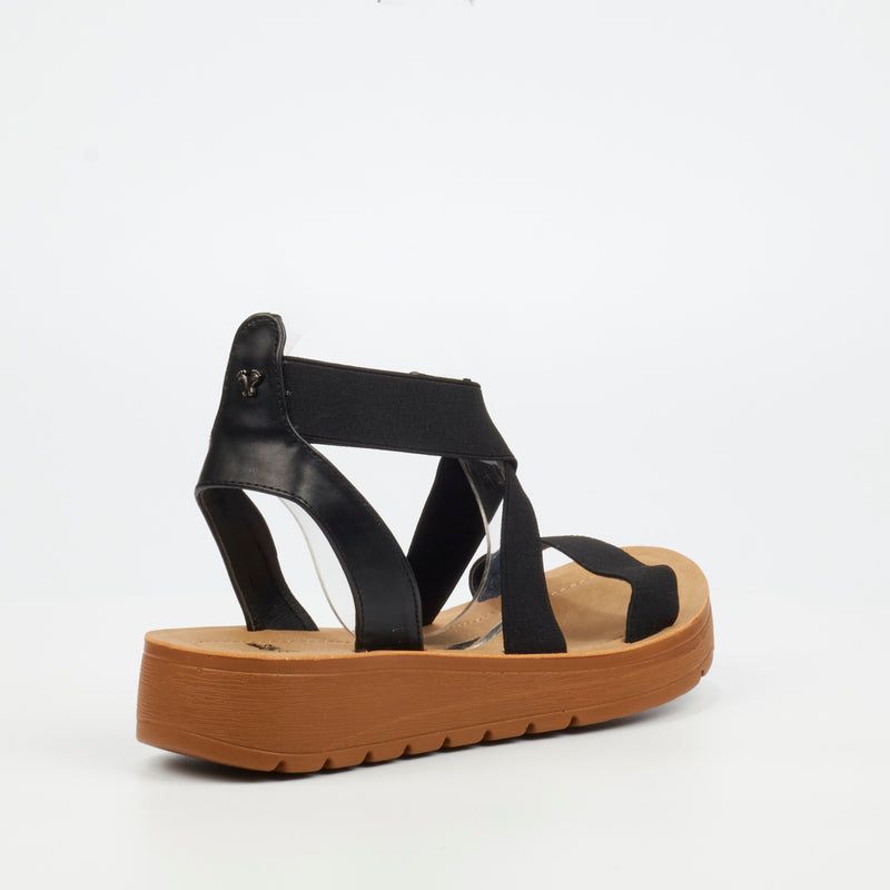 Butterfly feet Xara 3 Flat Sandal - Black footwear Damages   