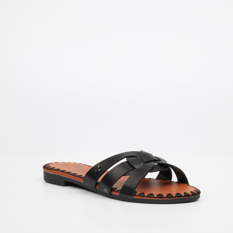 Butterfly Feet Zany 1 Flat Sandal - Black footwear Butterfly Feet   