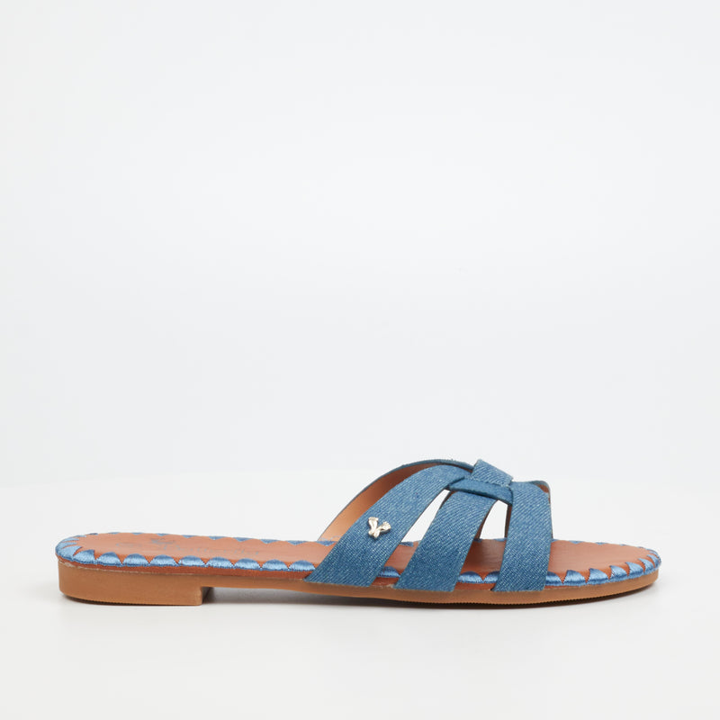 Butterfly Feet Zany 1 Flat Sandal - Blue footwear Butterfly Feet   