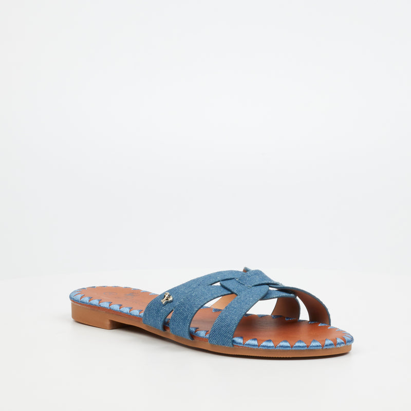 Butterfly Feet Zany 1 Flat Sandal - Blue footwear Butterfly Feet   