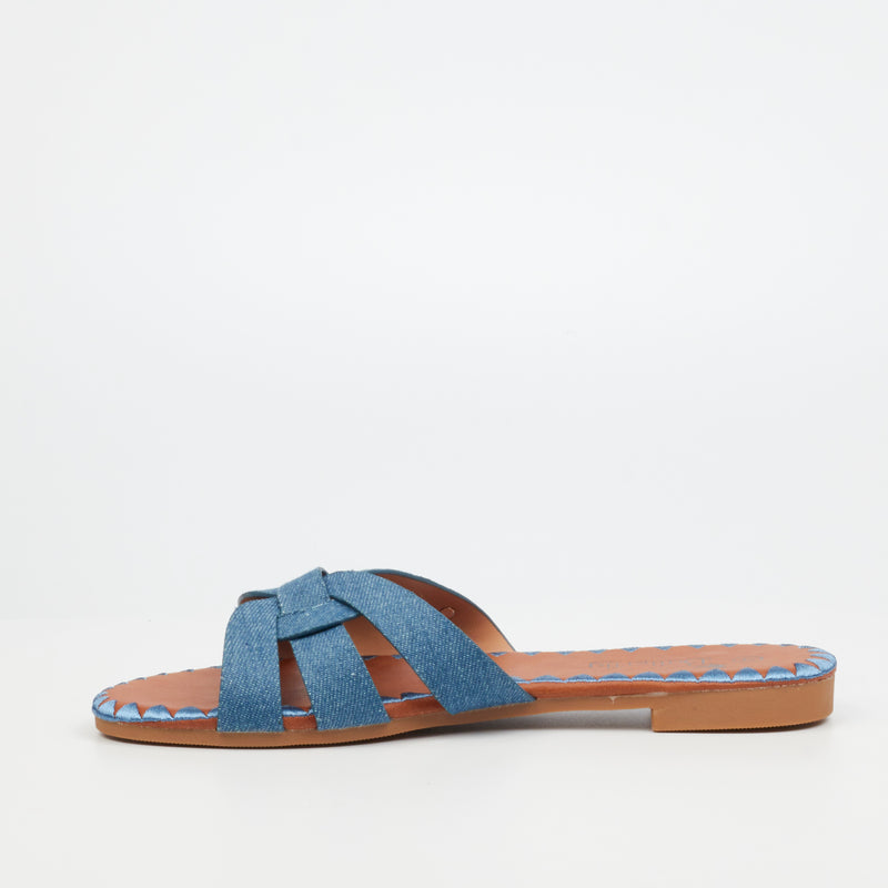 Butterfly Feet Zany 1 Flat Sandal - Blue footwear Butterfly Feet   