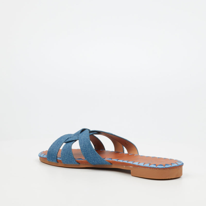 Butterfly Feet Zany 1 Flat Sandal - Blue footwear Butterfly Feet   