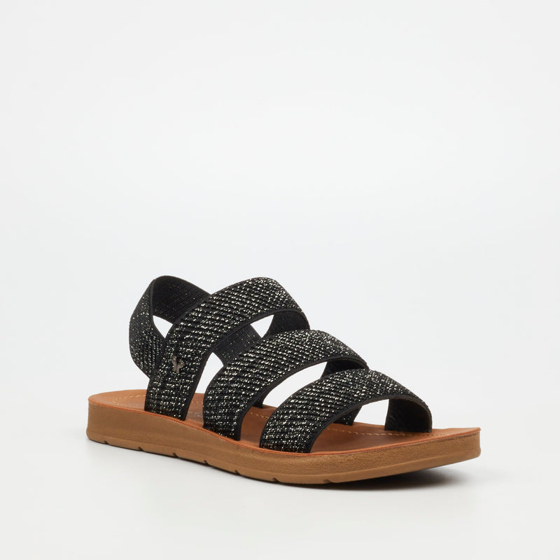 Butterfly feet Zina 20 Flat Sandal - Black footwear Butterfly Feet   