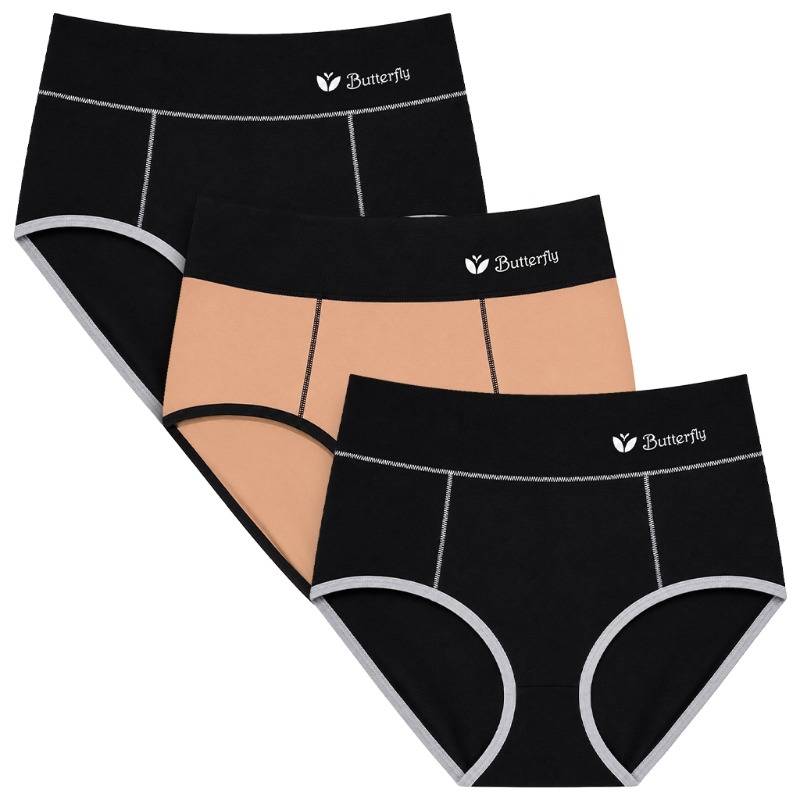 Butterfly Feet High Waisted Briefs – Classic Neutrals (2 x Nude, 1 x Black)
