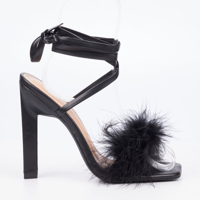 Miss Black Feather 1 - Black footwear Miss Black   