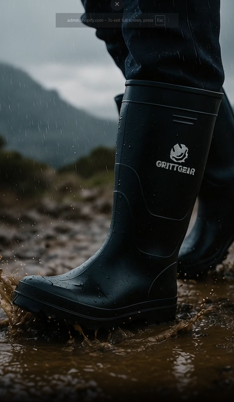 Grittgear Wader 1 PVC Gumboot - Black safety Grittgear