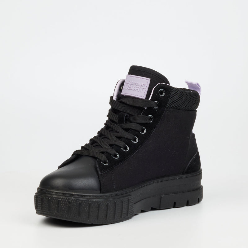 Urbanart Pop 2 Wax Canvas - Black (ladies) footwear UBRT   